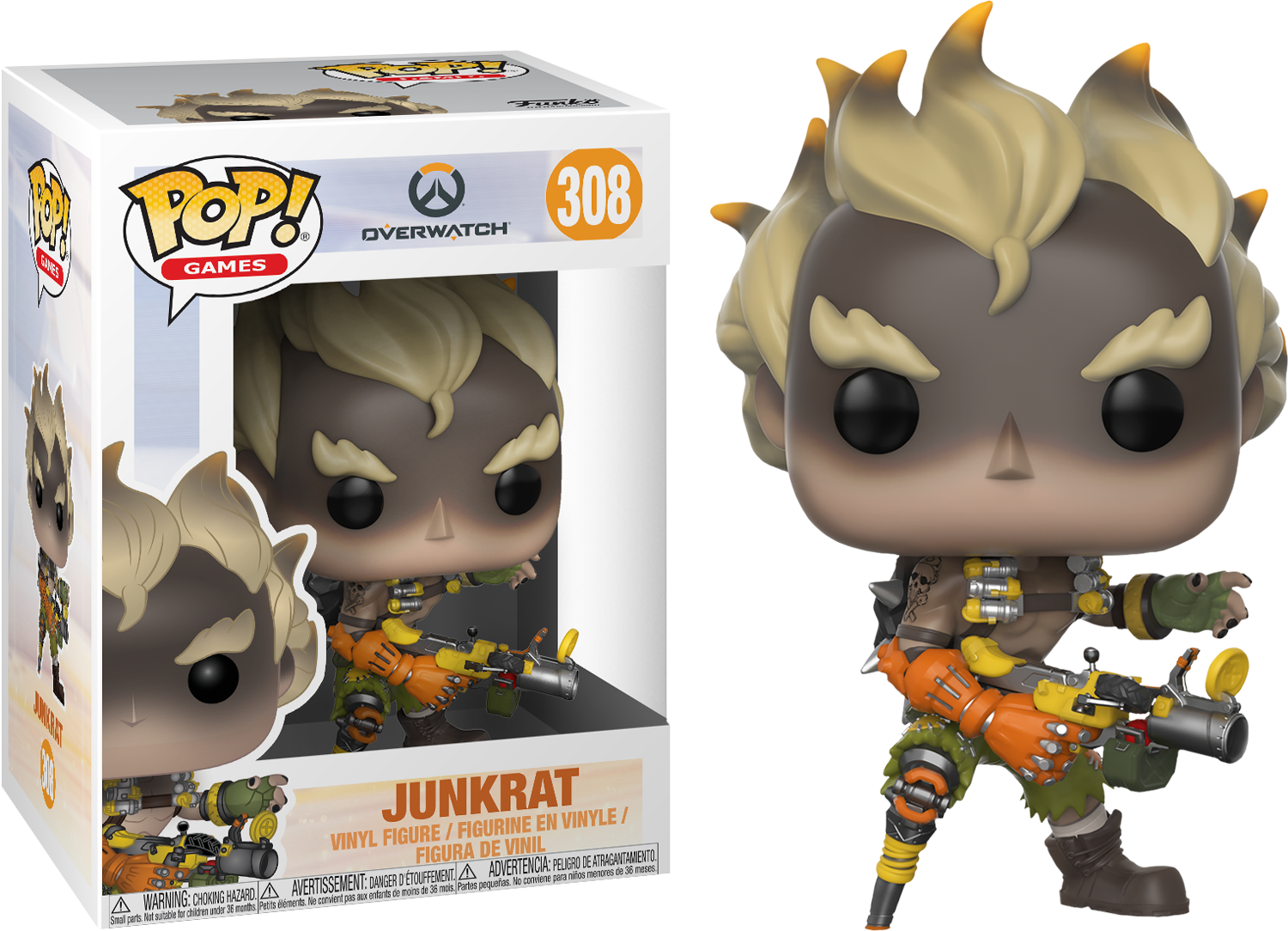 Overwatch Junkrat Vinyl Figure Popcultcha - Funko Pop Overwatch Junkrat (1500x1084), Png Download