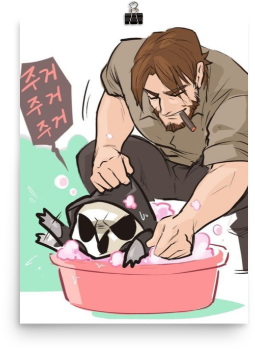 Mccree Giving Reaper A Bath - Fanart Baby Reaper Overwatch (1000x1000), Png Download