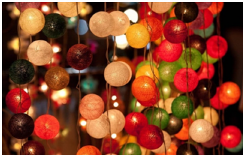 Radiant Cotton Ball Fairy Light Set Multi Colors Price - Diy Cotton Light Balls (500x500), Png Download