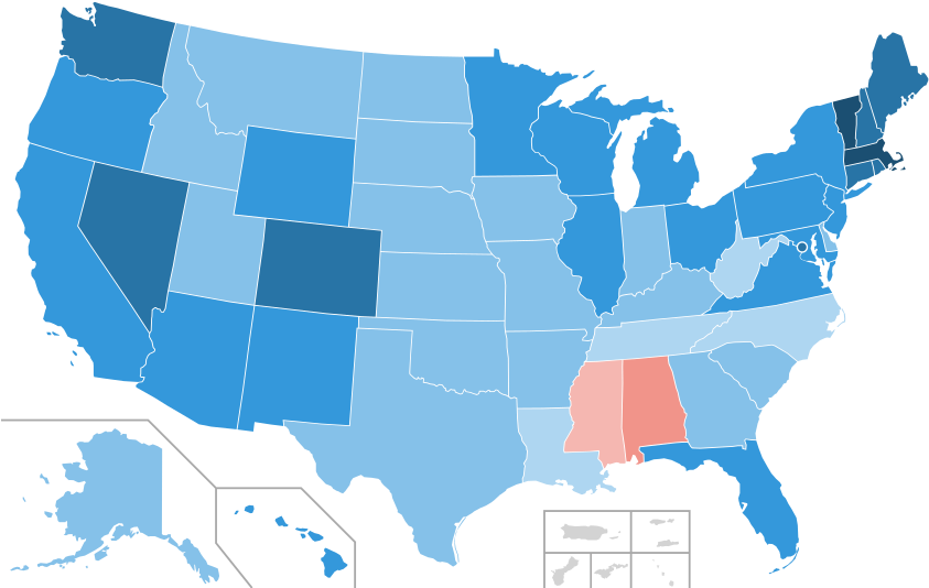 800px Public Opinion Of Same Sex Marriag - Map Of States With Corporal Punishment (800x495), Png Download