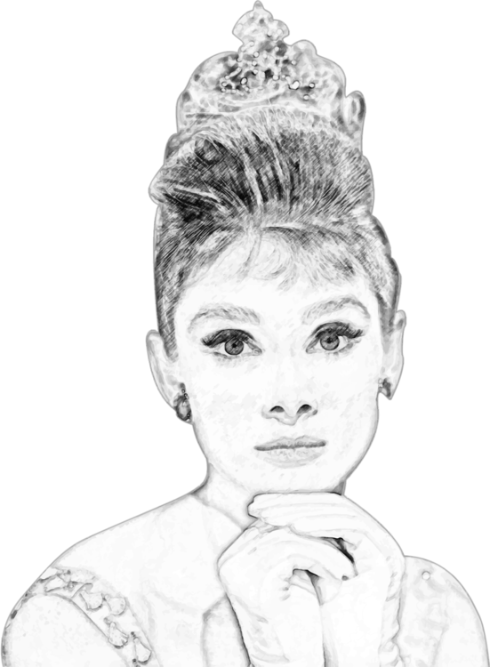 Picture Transparent Download Black And White Art Free - Audrey Hepburn Dibujos (551x750), Png Download