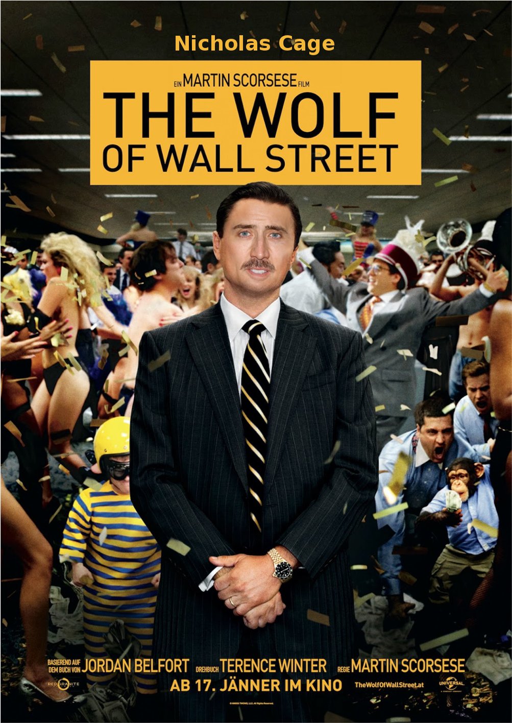Face Swaps - Wolf Of Wall Street Locandina (1132x1600), Png Download