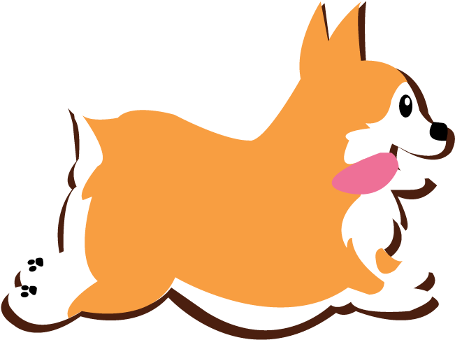 Corgi - Running Dog Cartoon Png (864x864), Png Download