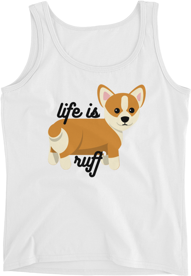 "life Is Ruff" Corgi Women's Tank Top - Cute Corgi Puppy Dog 3" Sew On Patch (1000x1000), Png Download