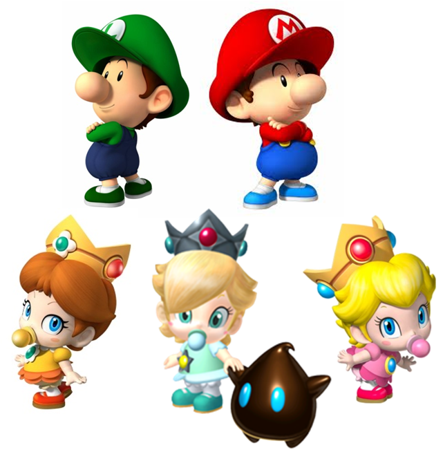 Banner Black And White Download Mario Daisy And Rosalina - Baby Mario Kart Characters (642x665), Png Download
