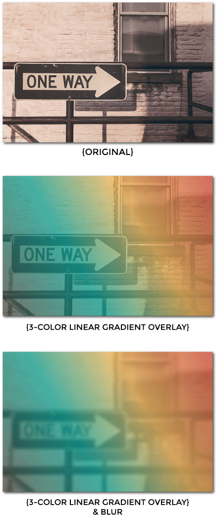 3-color Linear Gradient Overlay And Blur - One Way Sign (450x1057), Png Download