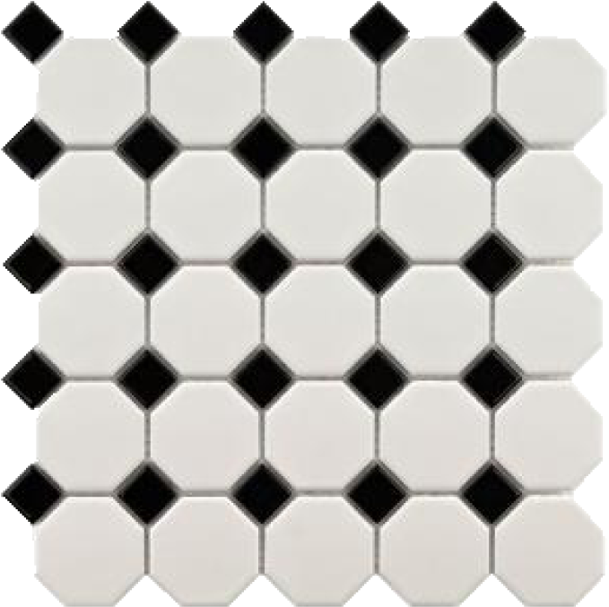 Cc Mosaics Octagon Snow White Black - Somertile 11.5 X 11.5-inch Victorian Octagon Matte (948x693), Png Download