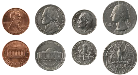 Penny Nickel Dime Quarter - Penny Nickel Dime Quarter Clipart (474x288), Png Download