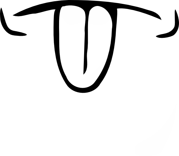 Tongue Clipart Cartoon - Tongue Black And White (600x523), Png Download