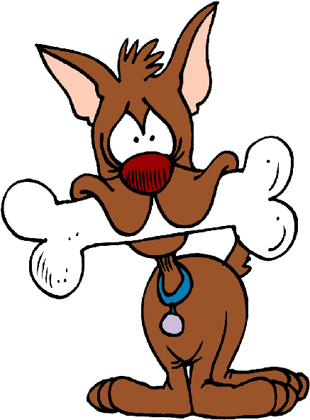 Cute Dog Cartoon Clip Art Images - Dog Eating A Bone Animated (600x600), Png Download