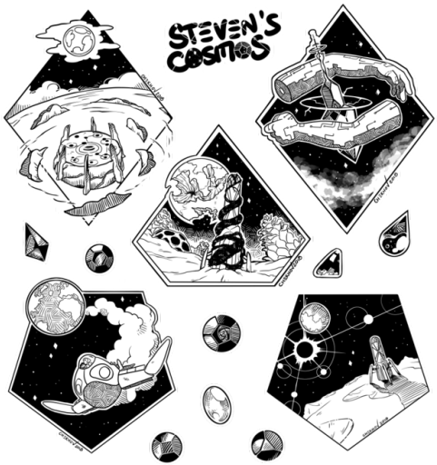 Steven Cosmos Stickers - Stickers Black And White (500x534), Png Download