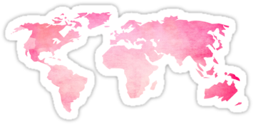 Pink Watercolor World Map&quot - Watercolor Painting (375x360), Png Download