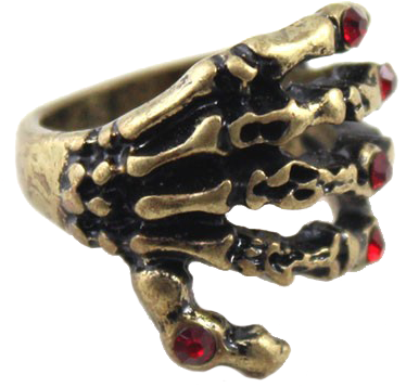 Golden Vintage Ring With Skeleton Hand - Golden Punk Rhinestone Alloy Antique Ring (492x600), Png Download