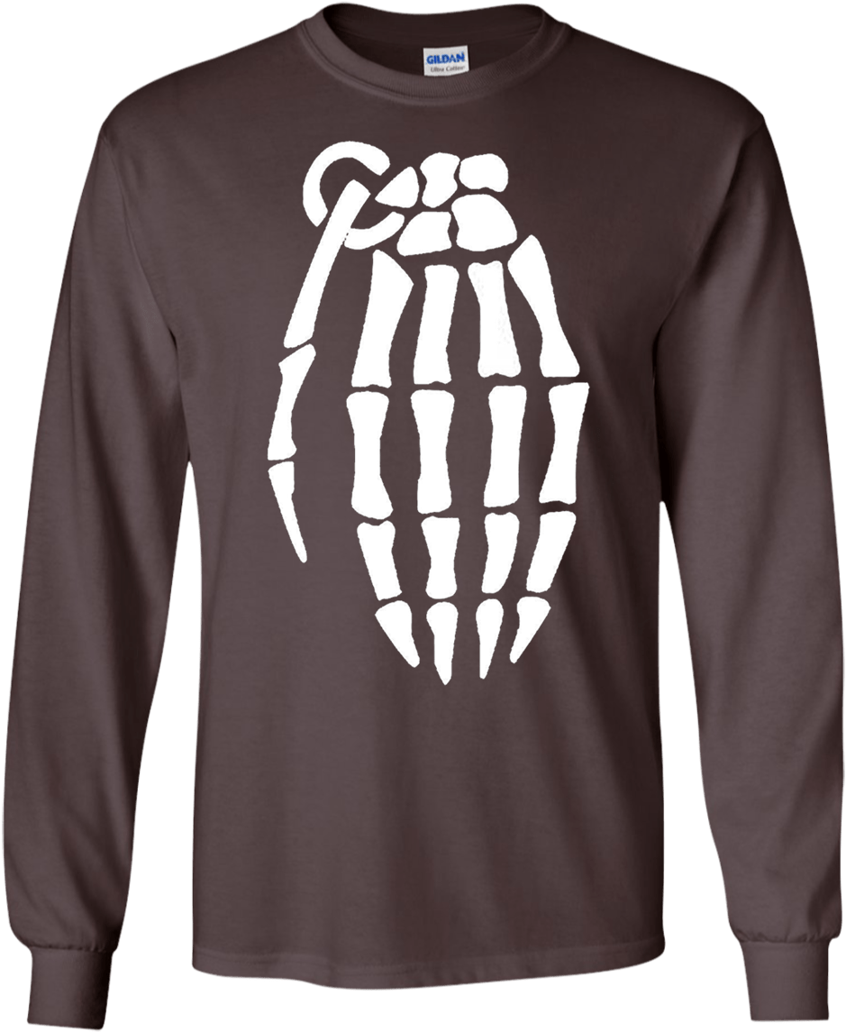 Skeleton Hand Grenade Ls T-shirt - Skeleton Hand Grenade (1155x1155), Png Download