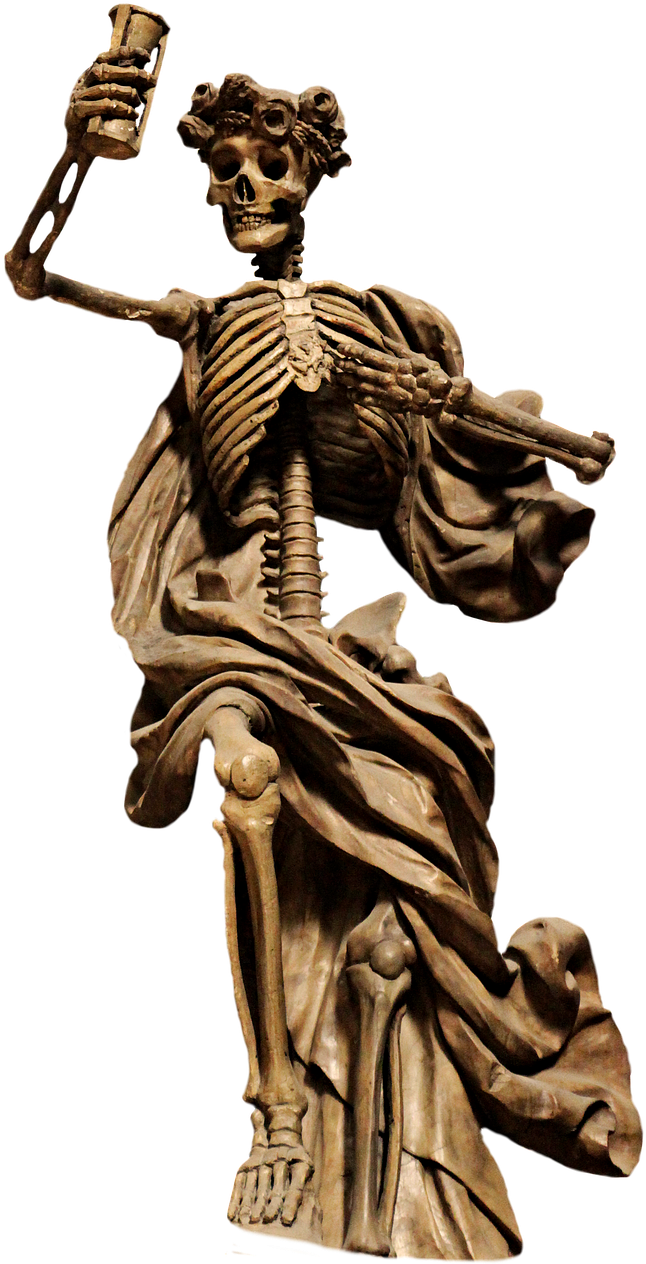 Skeleton, The Death, Png Sculpture, Statue, Death - Sculpture (495x720), Png Download