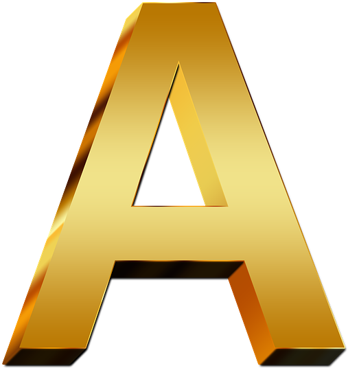 Letra A Color Oro (640x640), Png Download