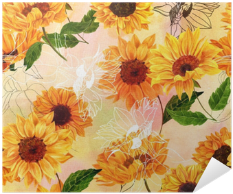 Seamless Pattern With Hand Drawn Watercolor Sunflowers - Watercolor Painting (400x400), Png Download