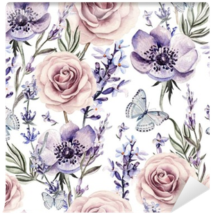 Watercolor Pattern With The Colors Of Lavender, Roses - Sunday Rose Sun-f01, Dámske Hodinky (400x400), Png Download