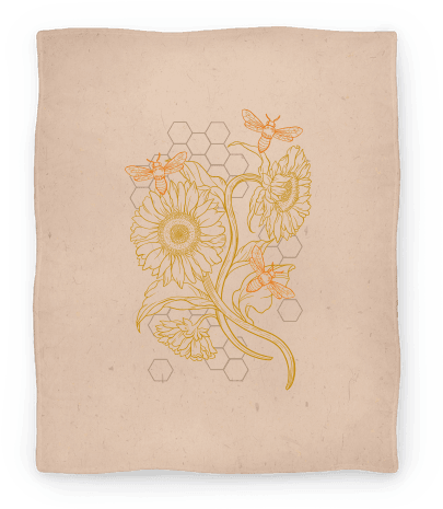 Honeybees & Sunflowers Blanket - Towel (484x484), Png Download