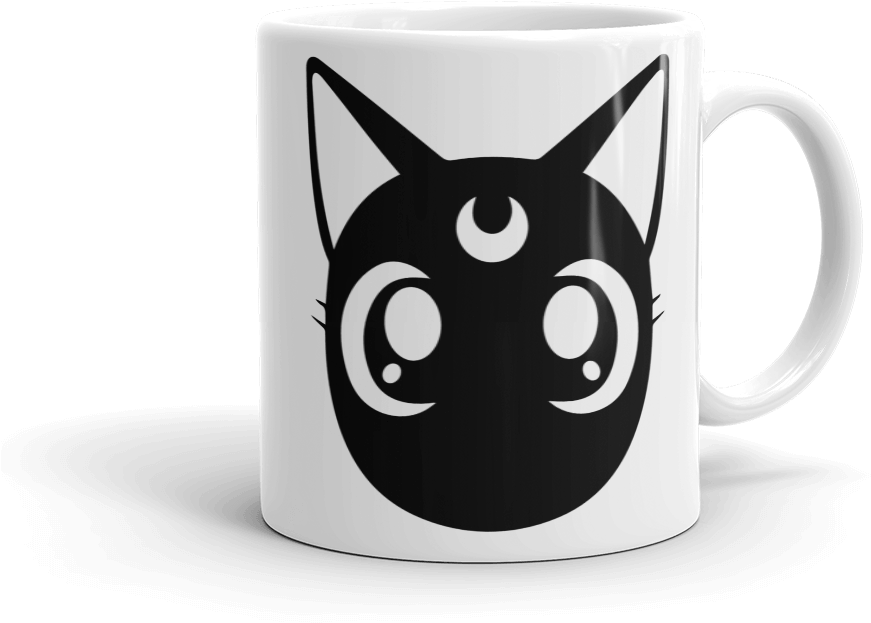 05 Sailormoon Cat Mockup Handle On Right 11oz - Luna Sailor Moon - Apple Macbook Laptop Vinyl Sticker (1000x1000), Png Download
