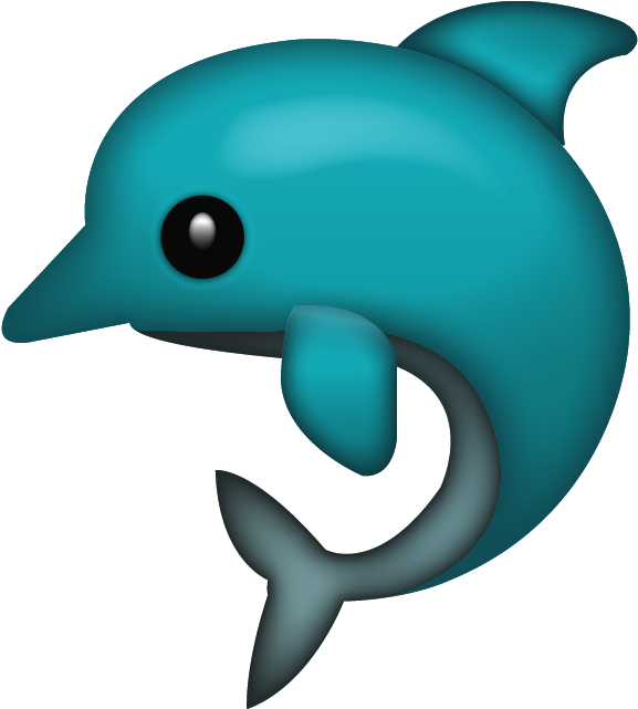 This Bright Blue Dolphin Is Leaping Out Of The Water - Dolphin Emoji Png (600x600), Png Download