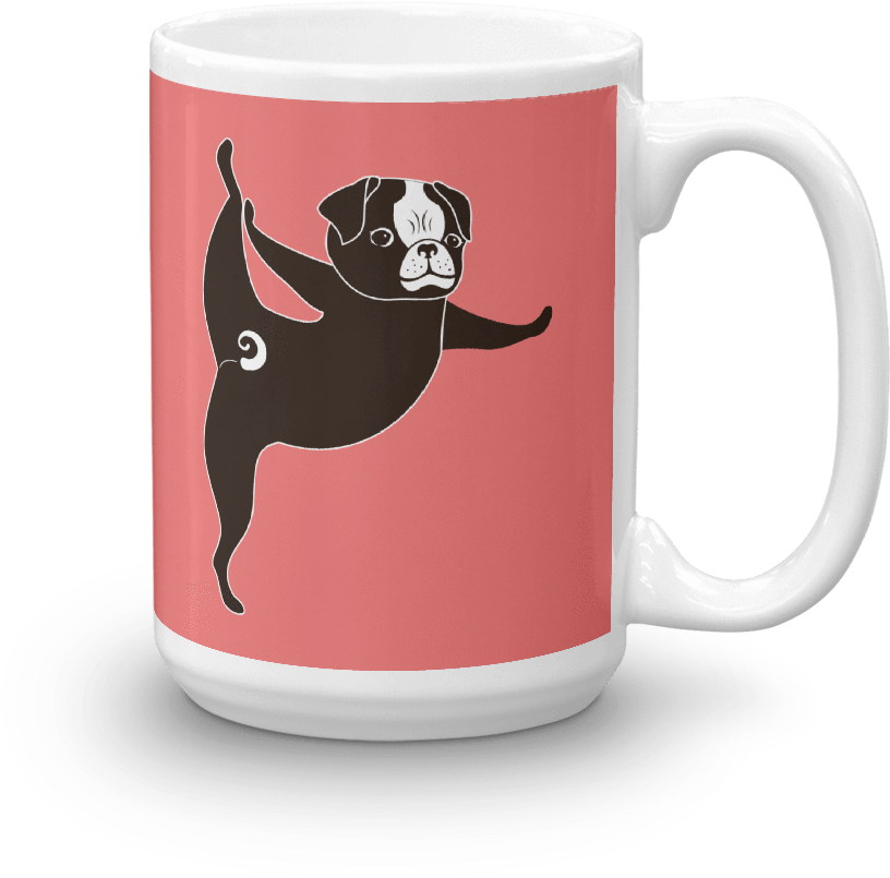 Yoga Pug 'tippy Toes' Mug - Mug (1000x1000), Png Download