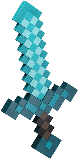 Diamond Sword Foam Replica - 3d Minecraft Sword Transparent (600x600), Png Download