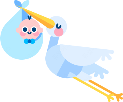 Pregnancy & Baby Emojis And Stickers Messages Sticker-0 - Stork With Baby Emoji (500x500), Png Download