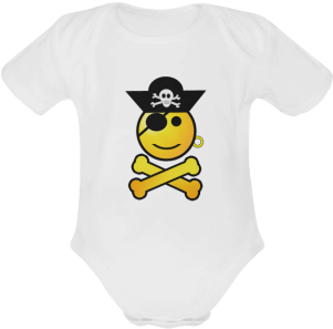 Smiley Emoji Baby Powder Organic Short Sleeve One Piece - Pirate Day Drinking Glass (500x500), Png Download