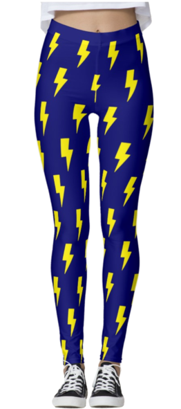 Yellow & Blue Lightning Bolts Leggings - Lightning Yellow Leggings (261x600), Png Download