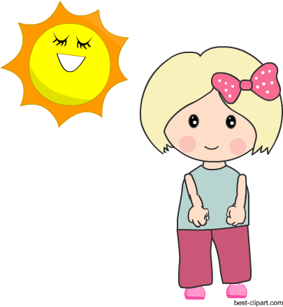 Cute Girl In The Sun Free Clip Art - Clip Art (450x450), Png Download