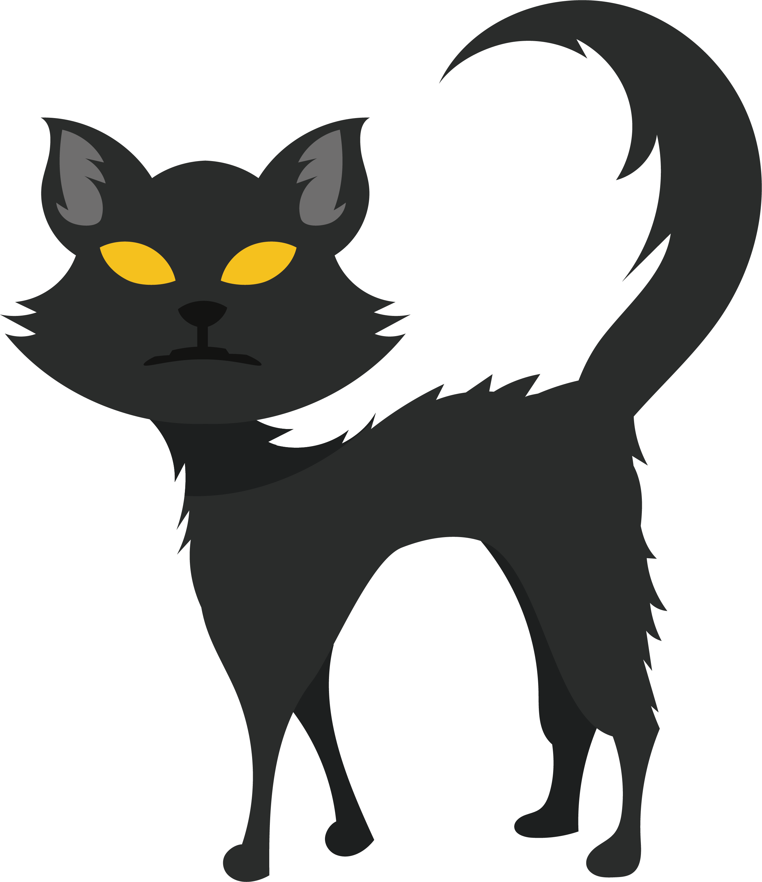 Black Cat Kitten Whiskers Domestic Short-haired Cat - Cat (2448x2831), Png Download