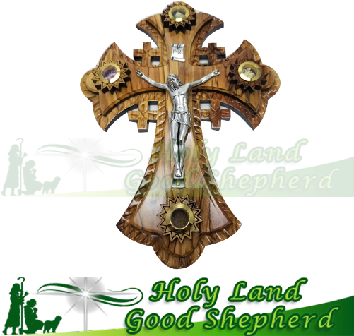 Olive Wood Handicraft Cross - Mother Of Pearl The Holy Land (500x500), Png Download