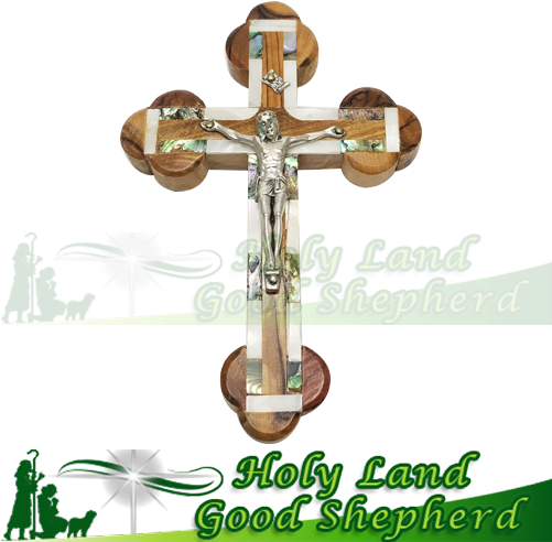 Olive Wood Cross Mother Of Pearl - Mother Of Pearl The Holy Land (500x500), Png Download