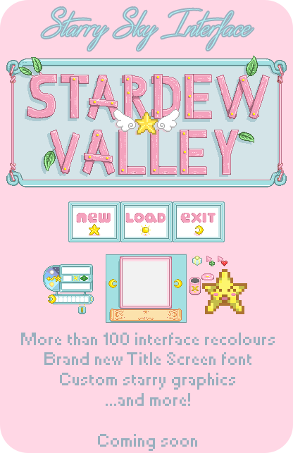Starry Sky Interface Preview ♡ - Cute Walls Stardew Valley (416x643), Png Download
