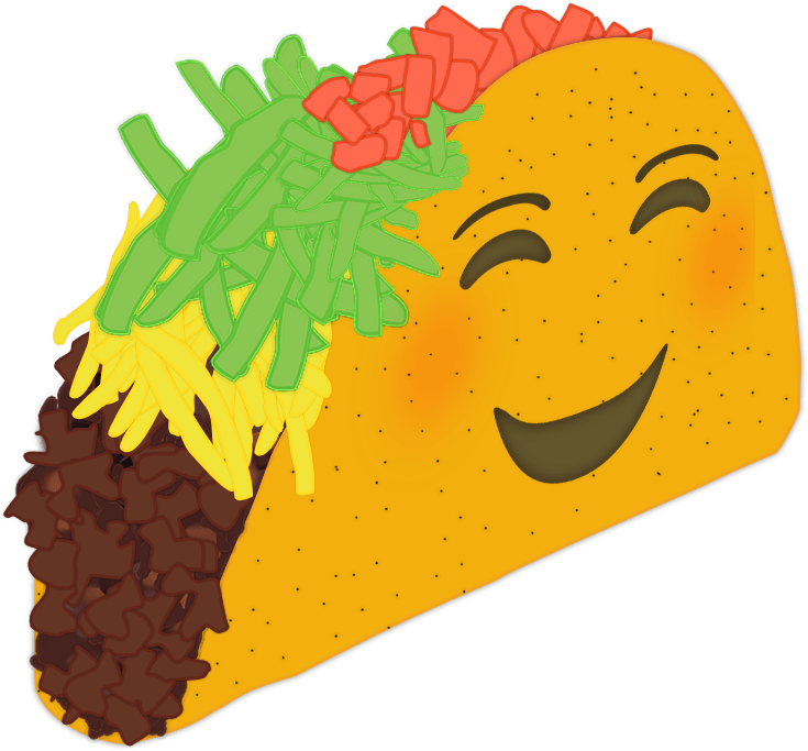 Picture Of A Sticker With A Taco From A Diagonal Side - Happy Taco Face (750x750), Png Download
