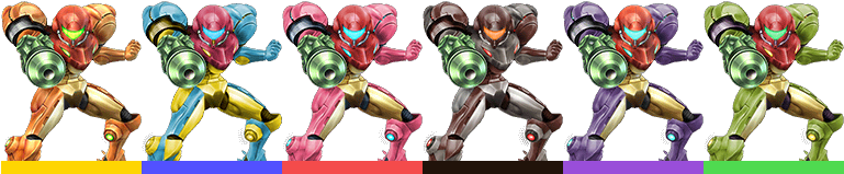 Samus Palette - Super Smash Bros Brawl Samus Costumes (768x172), Png Download