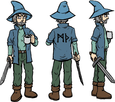 Howard, Ready For Action Model Turnaround & Color Guide - Wizard Hat Model (460x410), Png Download