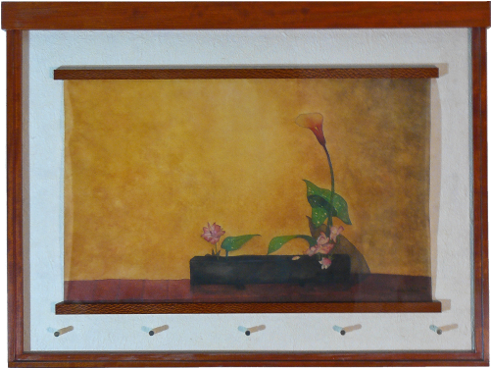 Watercolor Painting On Silk Of Ikebana Flower Arrangement, - Watercolor Painting (500x500), Png Download