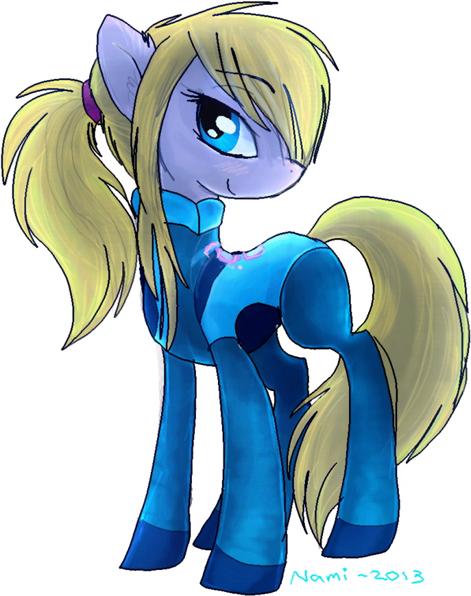 Namiwami, Metroid, Nintendo, Ponified, Ponytail, Safe, - Cartoon (800x923), Png Download
