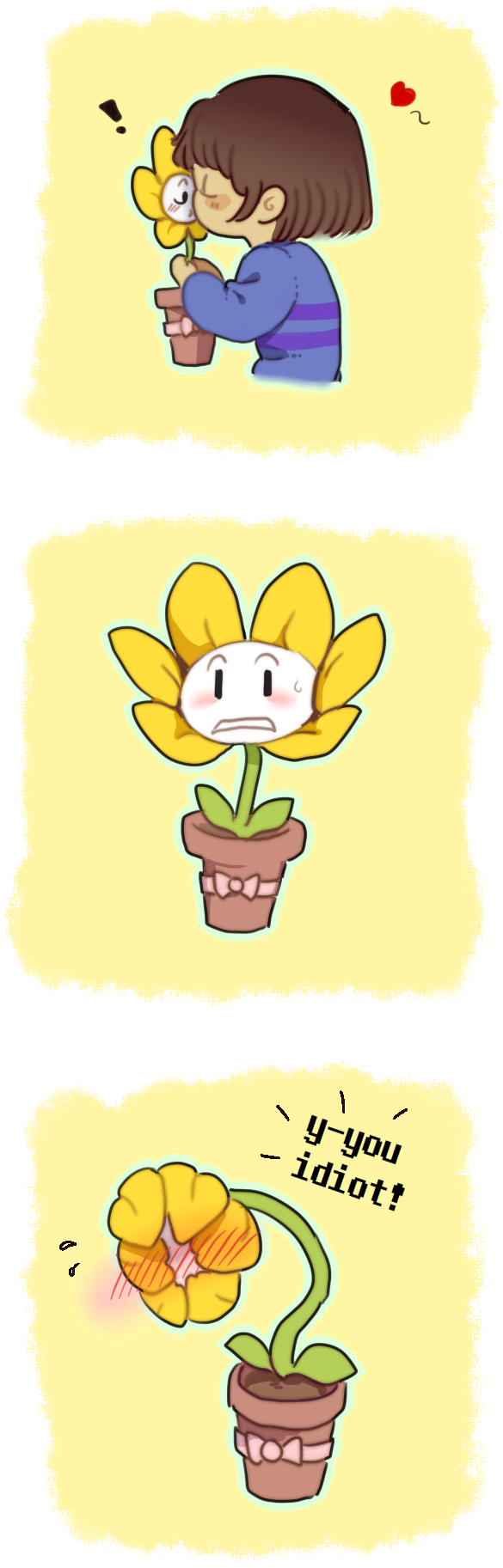 Undertale Frisk Kisses Flowey (634x1874), Png Download