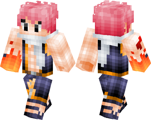Natsu Dragneel Minecraft Skin (528x418), Png Download