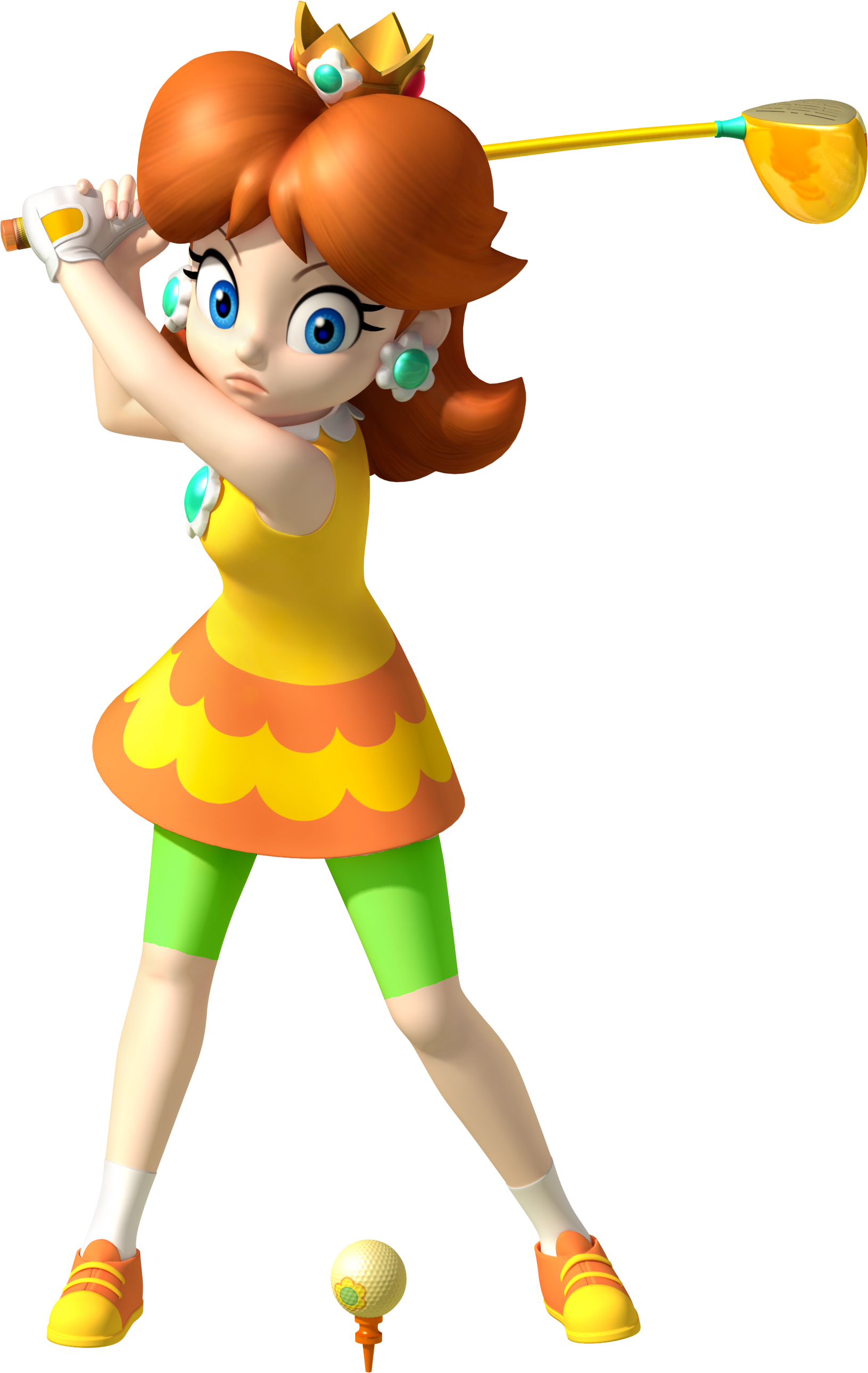 Princess Daisy Golf Forme - Daisy Mario (1631x2579), Png Download