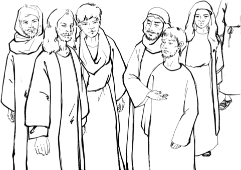 Coloring Book Miracles Of Jesus Bible Mark 7 Gospel - Bible Mark Cospel Drawing (481x340), Png Download