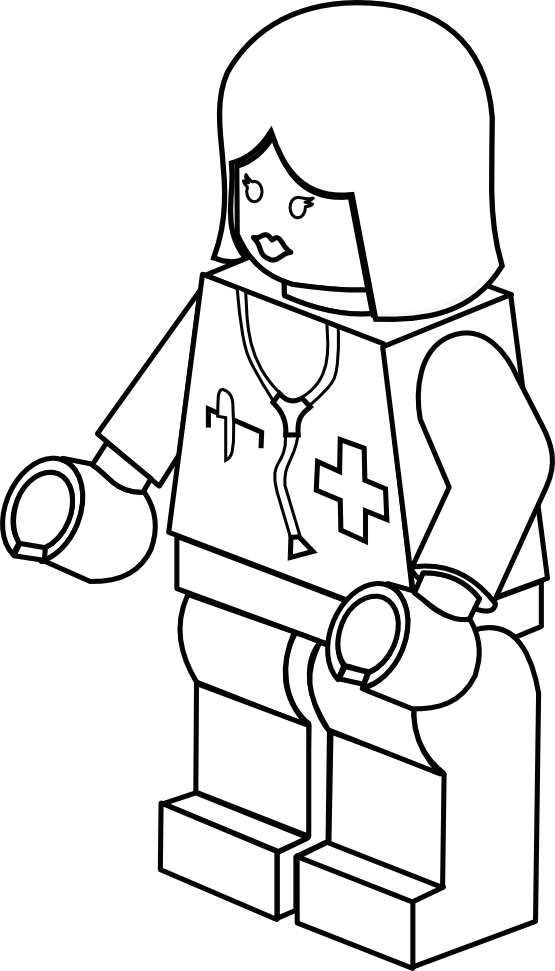 Lego Town Female Doctor Black White Twitter Tweet Twitterartist - Lego Doctor Clipart (555x971), Png Download