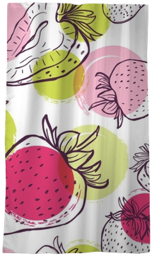 Vector Seamless Pattern With Strawberries And Colorful - Watercolor Painting (400x400), Png Download