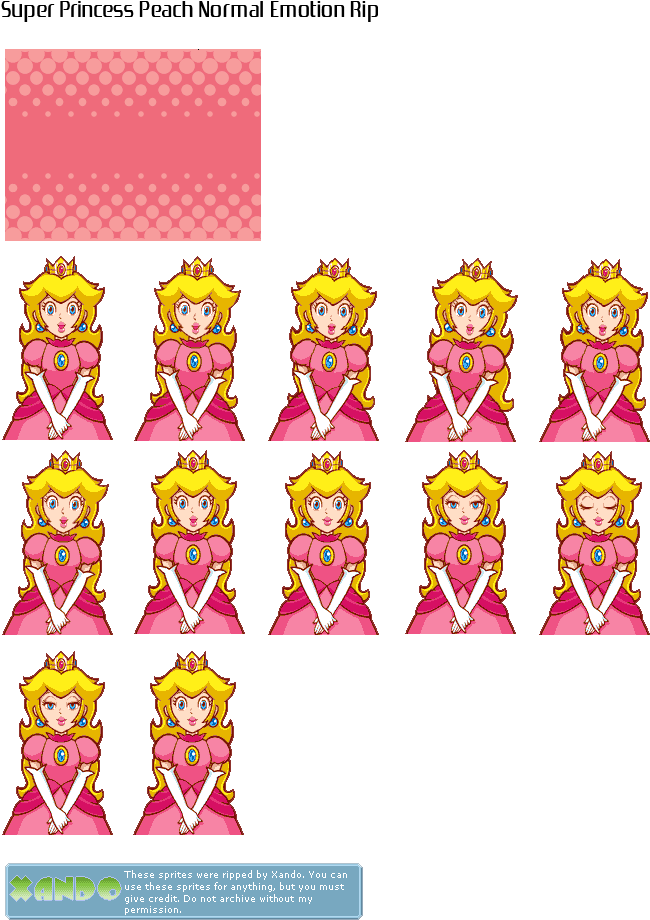 Super Princess Sheets Ds - Peach Sprite Super Princess Peach (681x970), Png Download