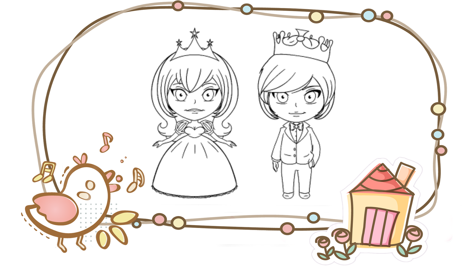 Princess Coloring Pages App Ranking And Store Data - رسومات توضيحية للأمير والأميرة من غير الوان (1600x900), Png Download