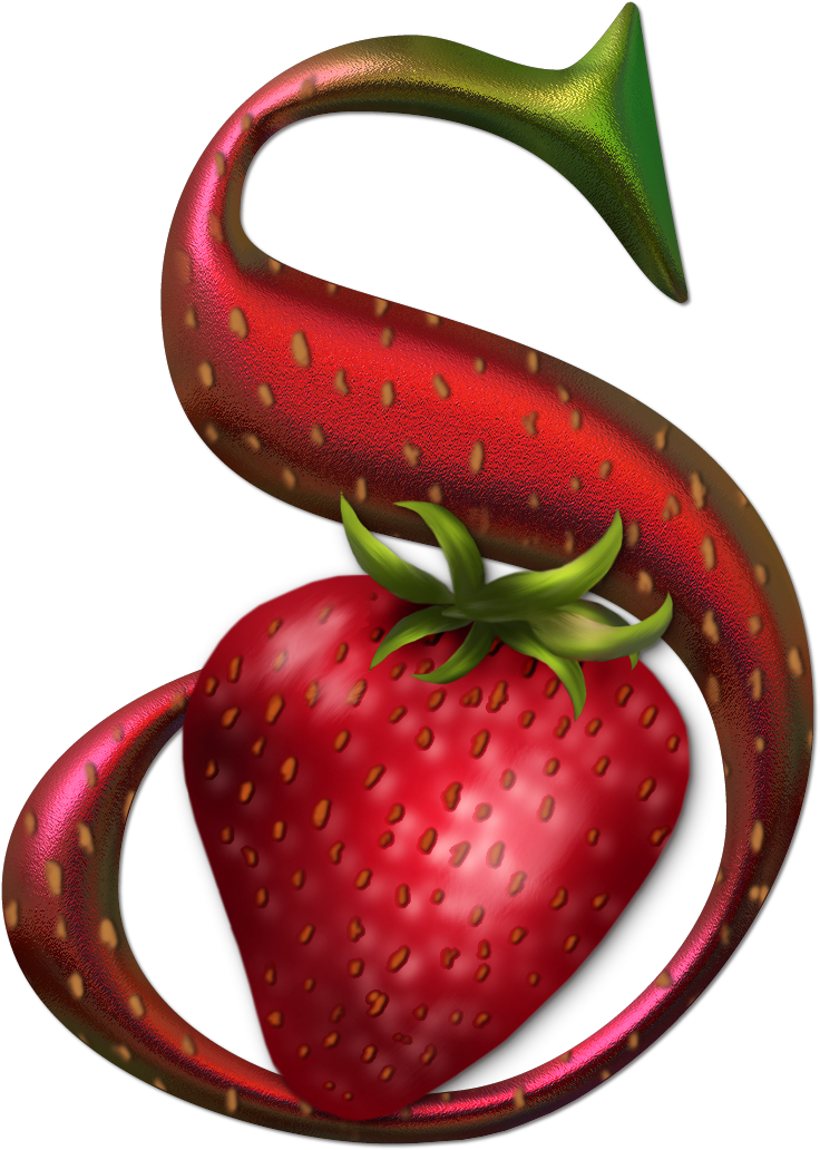 Strawberry - Letras Decoradas Con Frutas (736x1032), Png Download