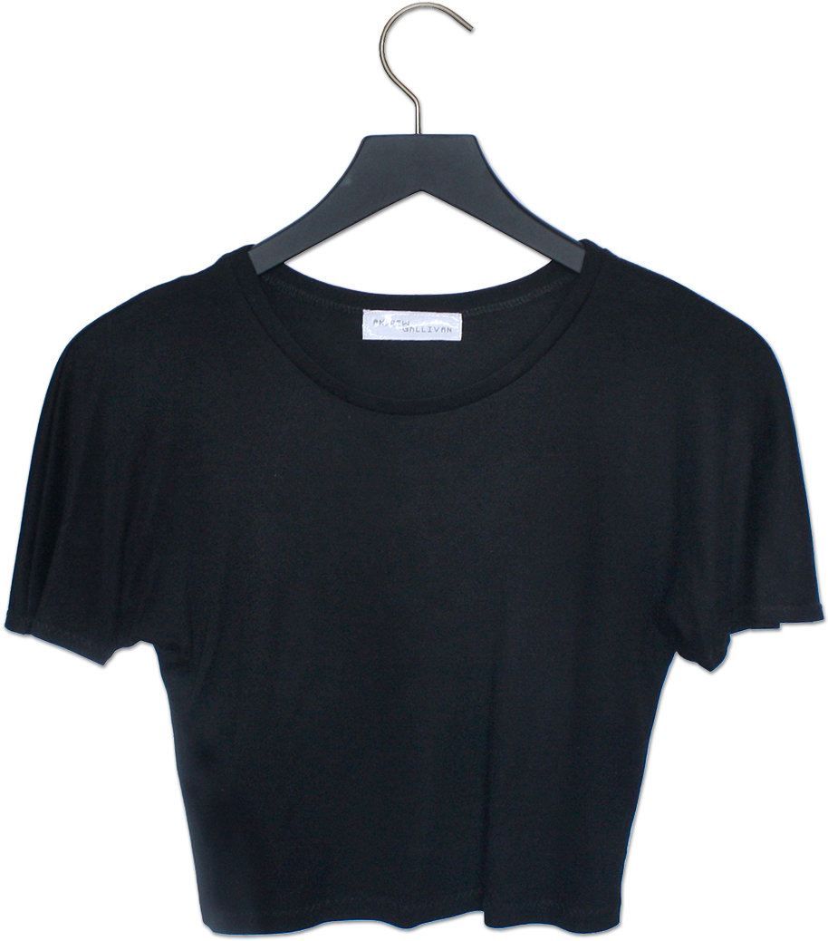 Black Silk T Shirt Crop Blackshirtcrop (1800x2700), Png Download